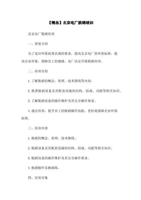 【精品】北京XX电厂脱硝培训