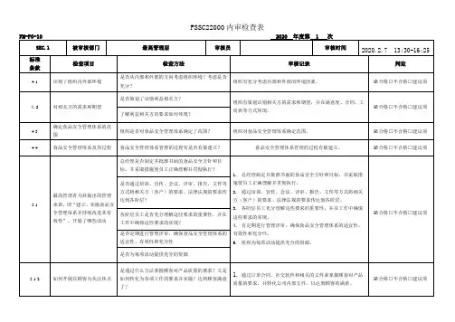 ISO(FSSC)22000内审检查表