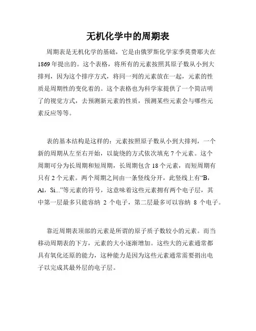 无机化学中的周期表