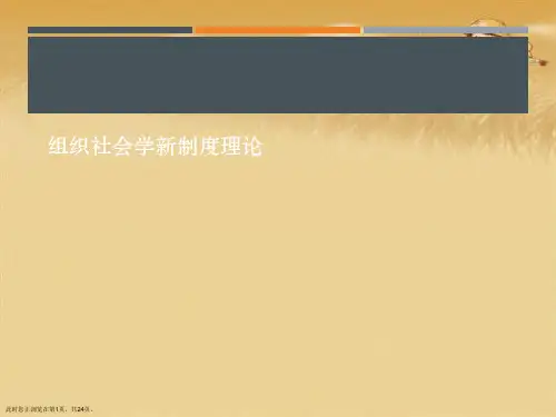 组织社会学新制度理论