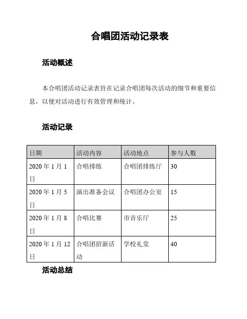 合唱团活动记录表