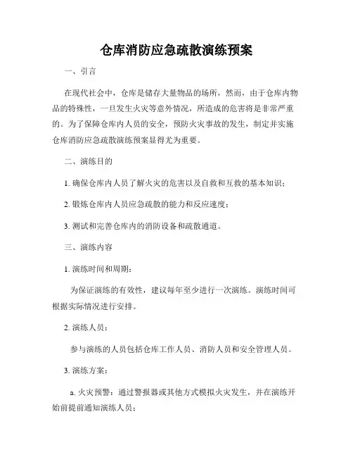 仓库消防应急疏散演练预案