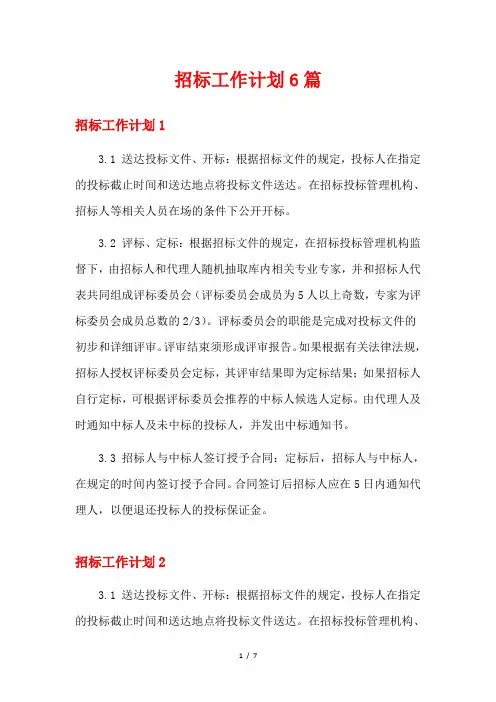 招标工作计划6篇