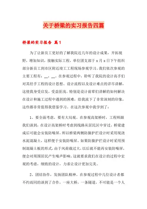 关于桥梁的实习报告四篇