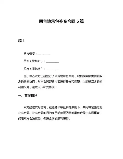 四荒地承包补充合同5篇