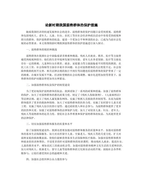 论新时期我国弱势群体的保护措施