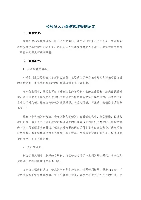 公务员人力资源管理案例范文