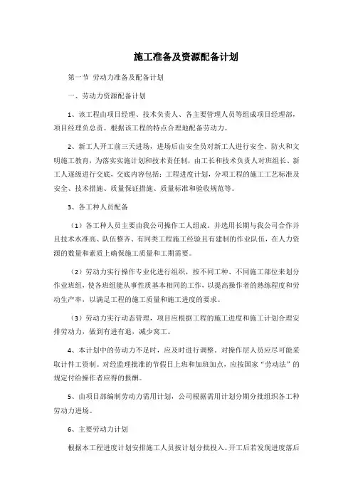 施工准备及资源配备计划