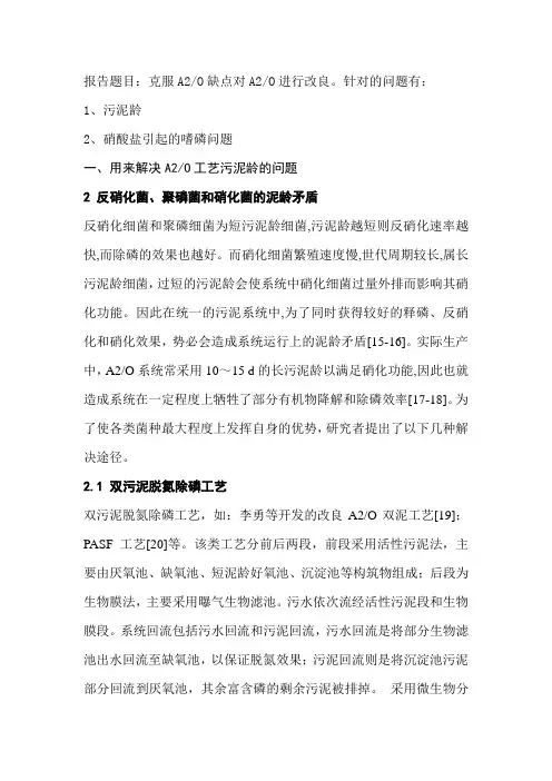 A2O工艺改良方案报告