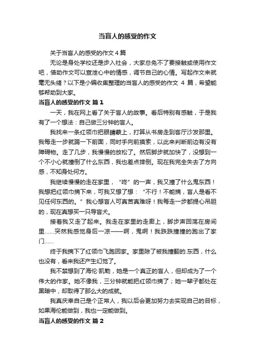关于当盲人的感受的作文4篇