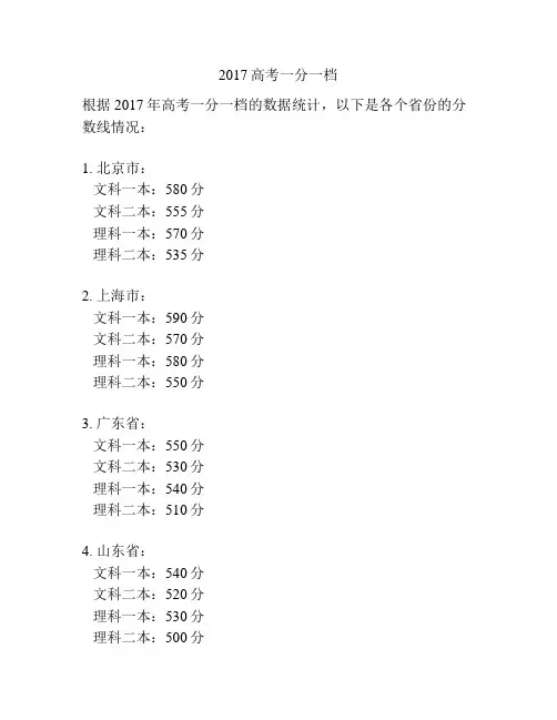 2017高考一分一档