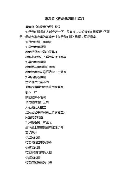 萧煌奇《你是我的眼》歌词