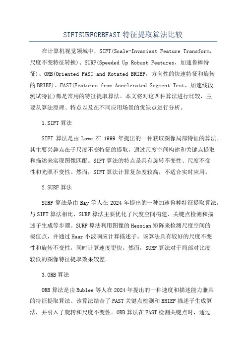 SIFTSURFORBFAST特征提取算法比较