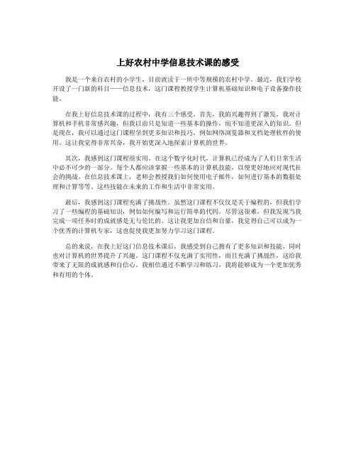 上好农村中学信息技术课的感受
