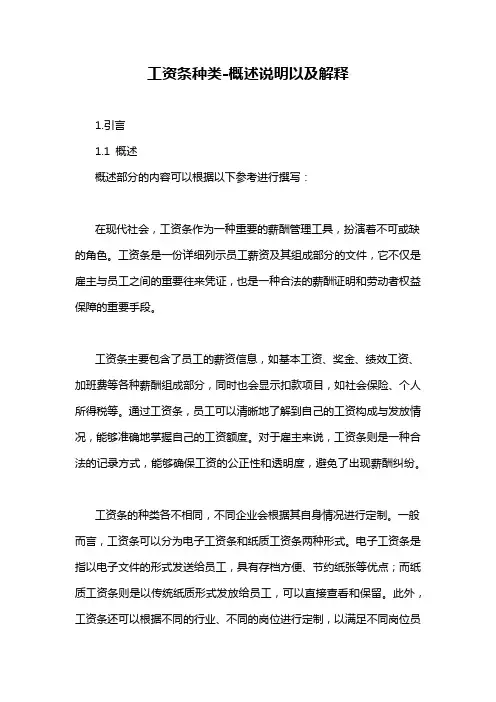 工资条种类-概述说明以及解释