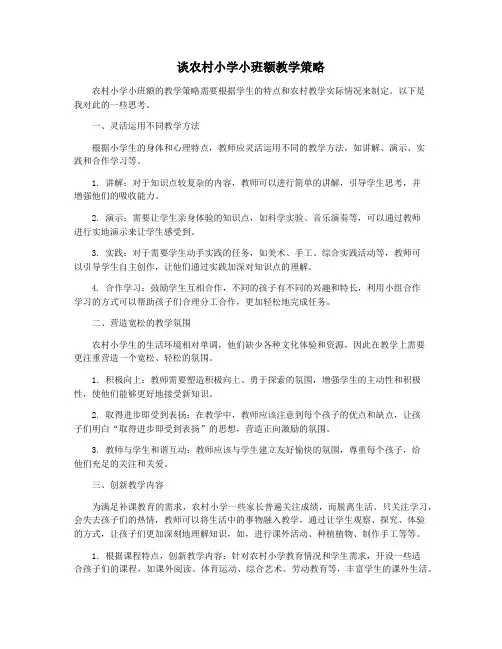 谈农村小学小班额教学策略