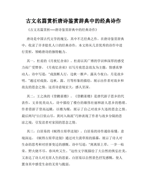 古文名篇赏析唐诗鉴赏辞典中的经典诗作