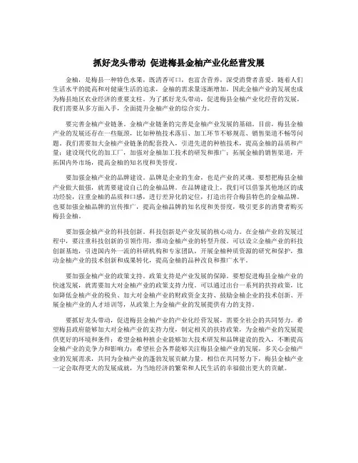 抓好龙头带动 促进梅县金柚产业化经营发展
