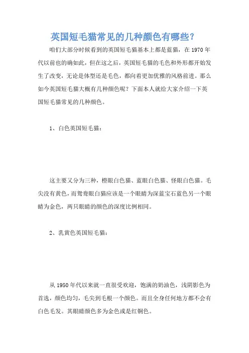 英国短毛猫常见的几种颜色有哪些？