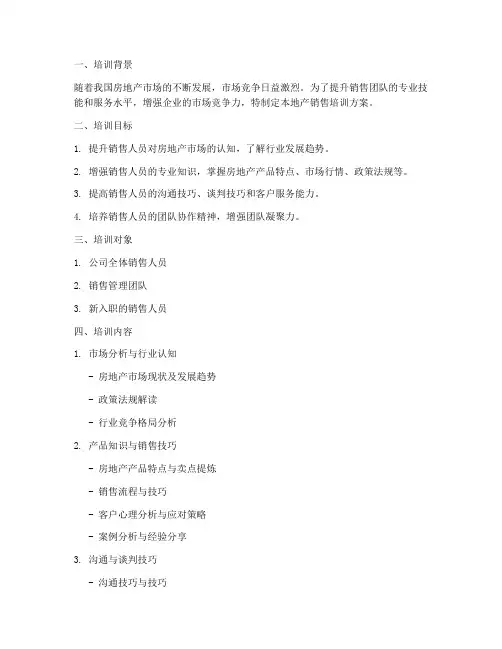 地产销售培训方案