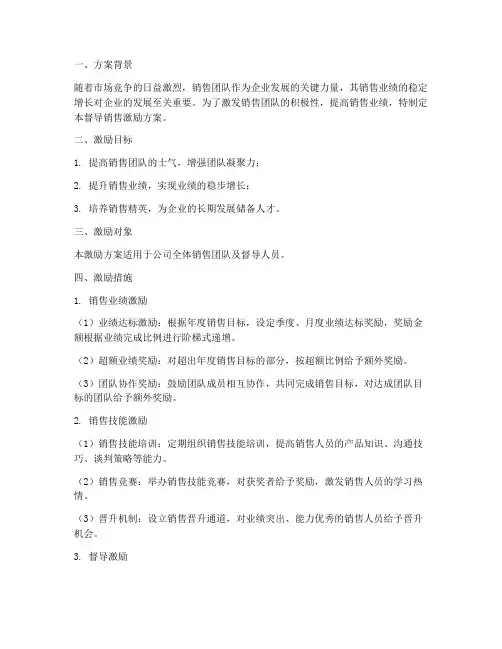 督导销售激励方案文案