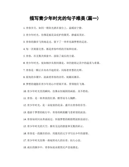 描写青少年时光的句子唯美(精选2篇)