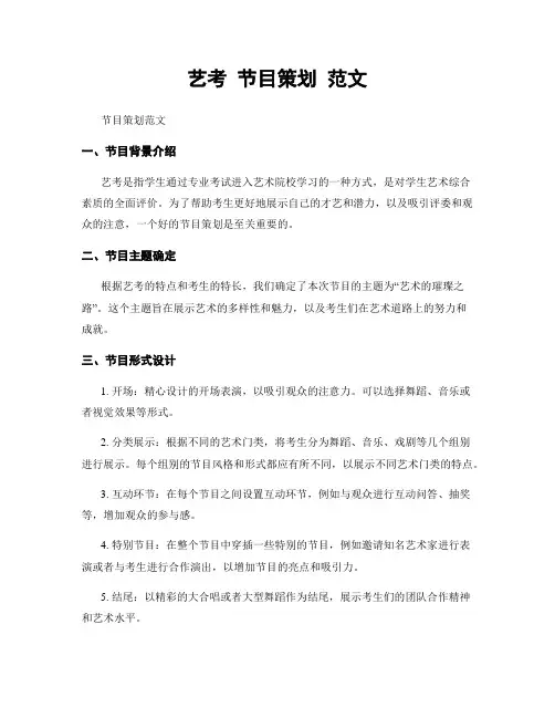 艺考 节目策划 范文