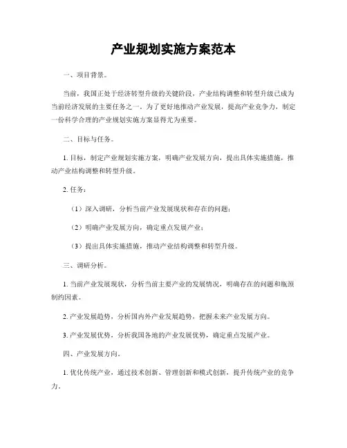 产业规划实施方案范本