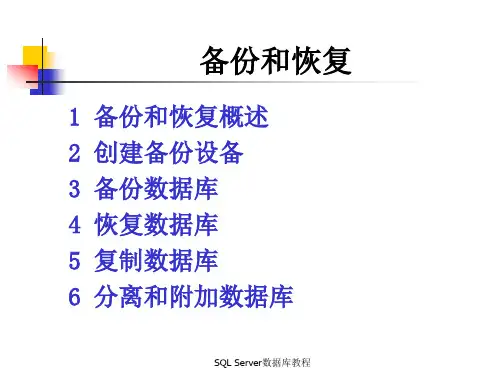 SQL Server数据库教程-备份与恢复