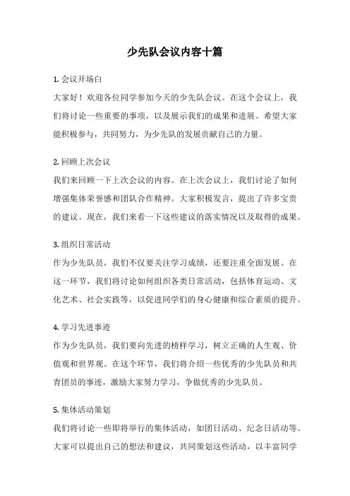 少先队会议内容十篇