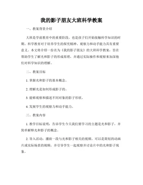 我的影子朋友大班科学教案