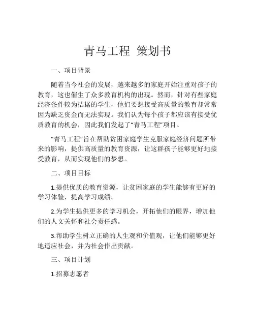 青马工程 策划书