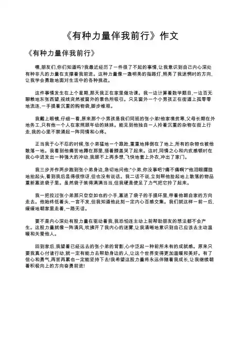 《有种力量伴我前行》作文