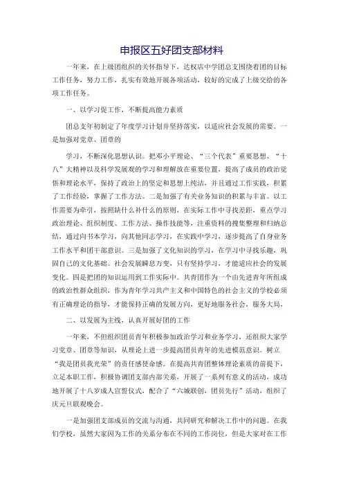 申报区五好团支部材料