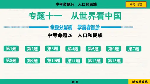 2024年中考地理总复习考点培优专题十一从世界看中国命题26人口和民族