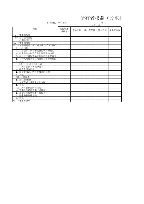 所有者权益(股东权益)变动表