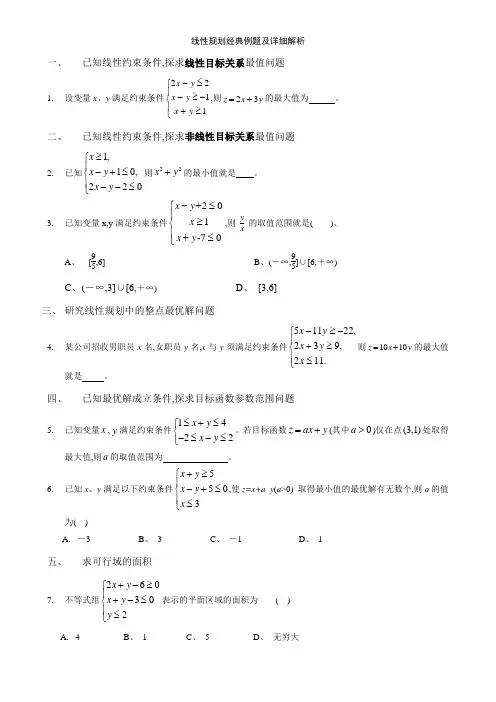 线性规划经典例题及详细解析