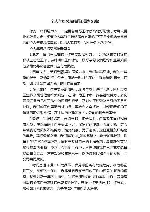 个人年终总结结尾（精选5篇）