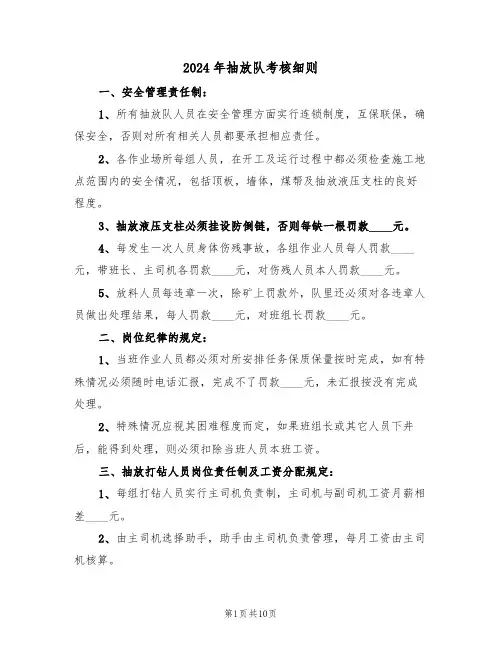 2024年抽放队考核细则（三篇）