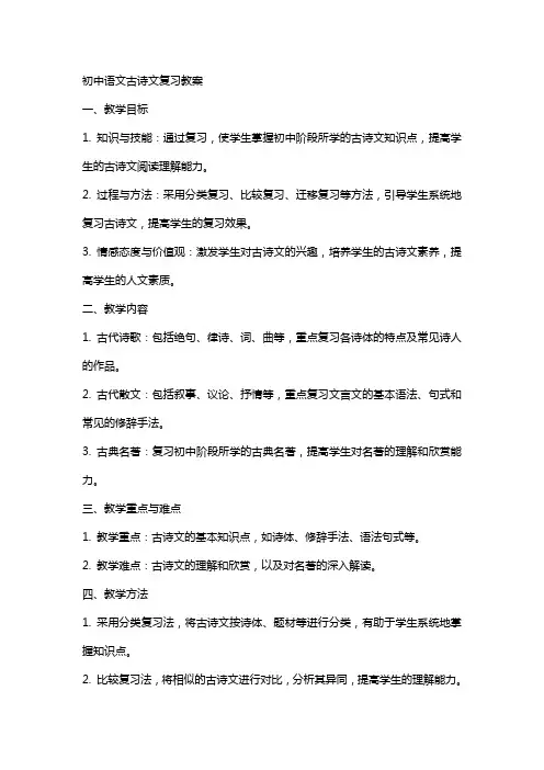 初中语文古诗文复习教案
