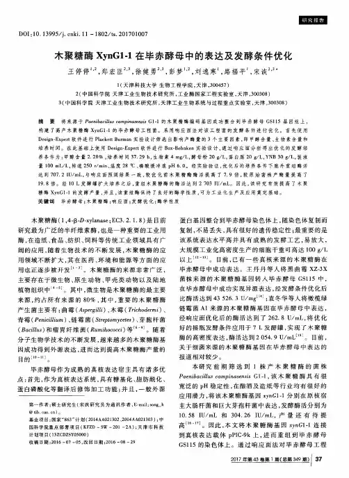 木聚糖酶XynG1-1在毕赤酵母中的表达及发酵条件优化