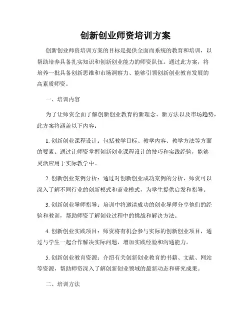创新创业师资培训方案