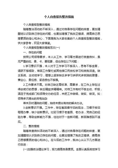 个人自查报告整改措施