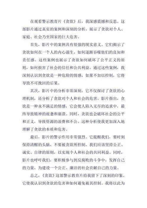 警示教育片贪欲观后感