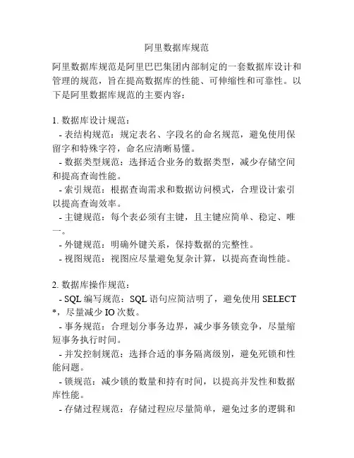 阿里数据库规范