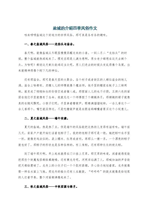 盐城的介绍四季风俗作文
