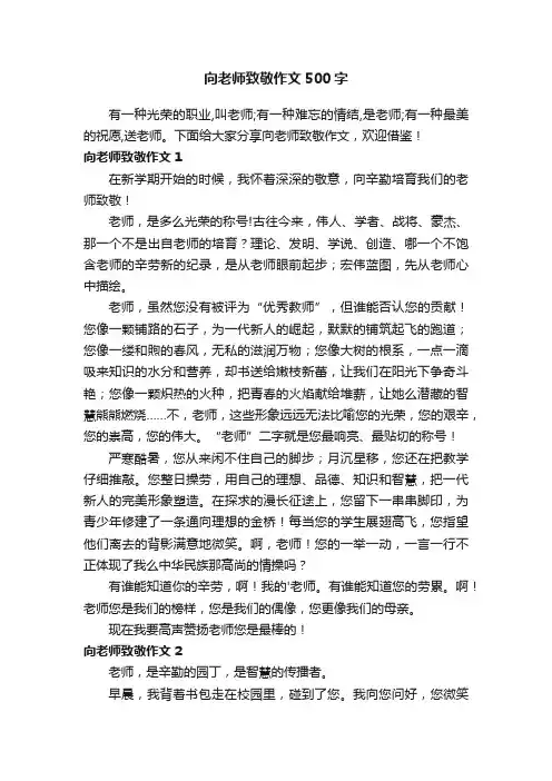向老师致敬作文500字