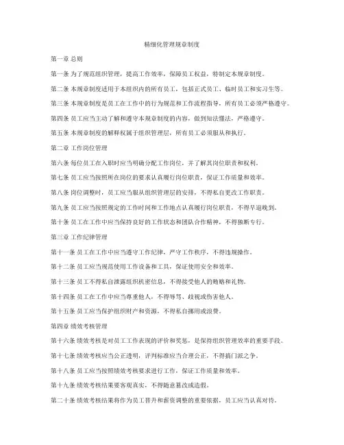 精细化管理规章制度