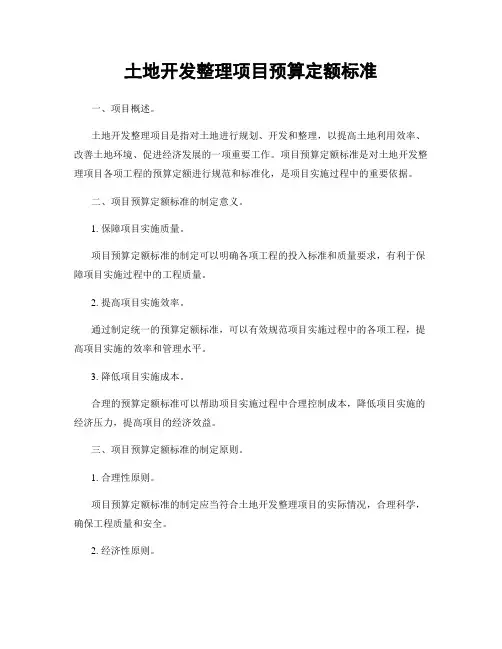 土地开发整理项目预算定额标准