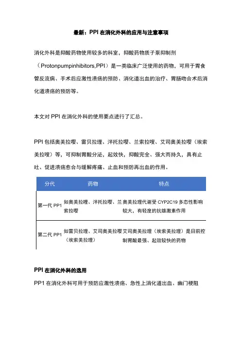 最新：PPI在消化外科的应用与注意事项